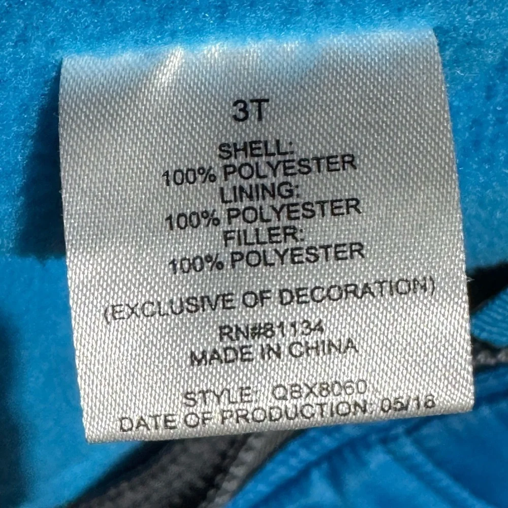 Artic Quest Boys Puffer Winter Warm Hooded Coat Blue & Black Size 3T